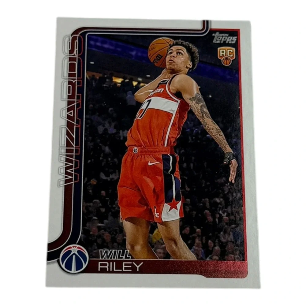 2025‎ Topps Basketball Will Riley Rookie Card 221 Washington Wizards RC NBA Card